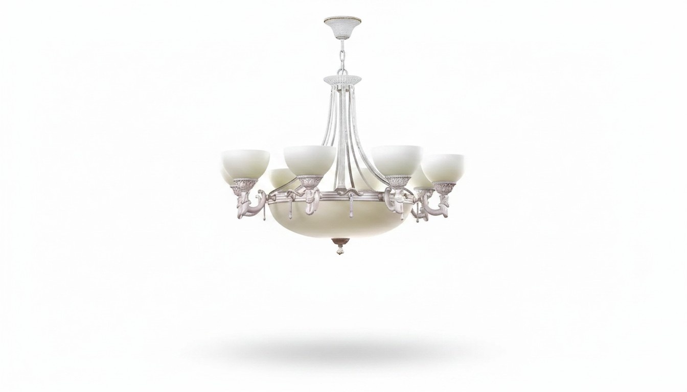 Lampen Deckenleuchter Lüster Kronleuchter Weiß Deckenlampe Glas Modern