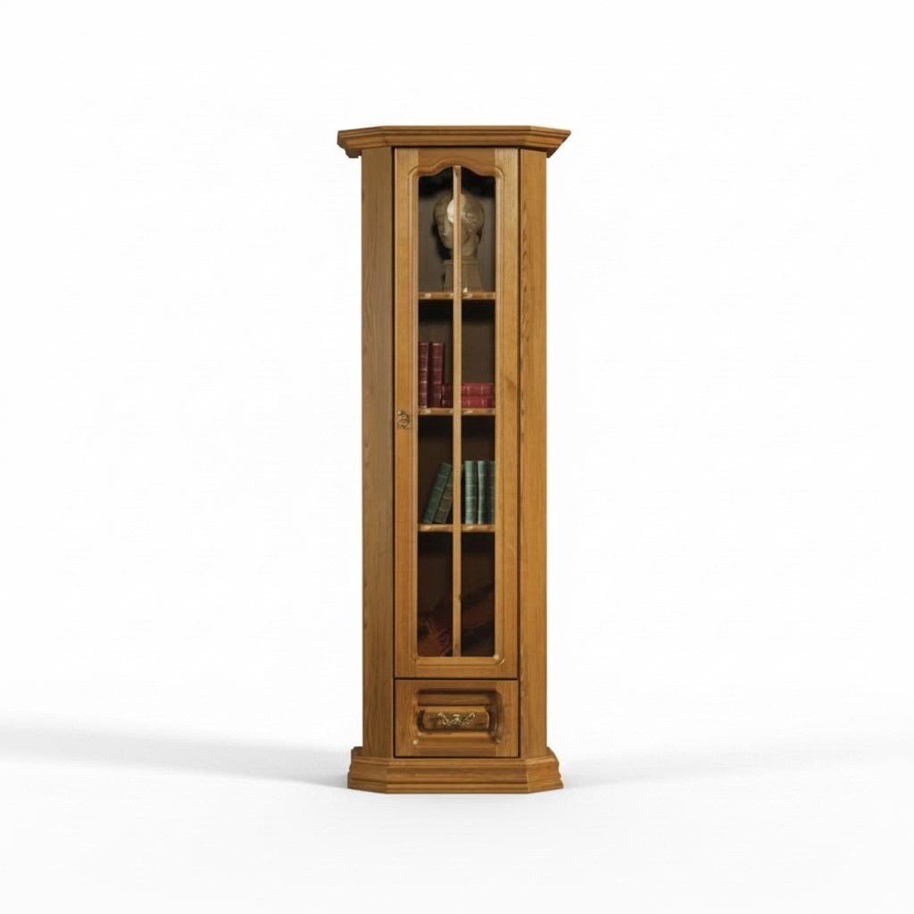 Landhaus Hochschrank Vitrine Schrank Holz Glas Schrank Vitrinen Schränke Braun
