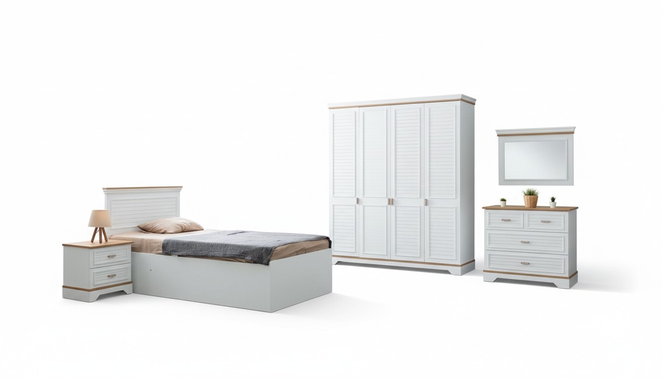 Landhaus Stil Kinderzimmer Set Bett Nachttisch Schrank Kommode 5tlg