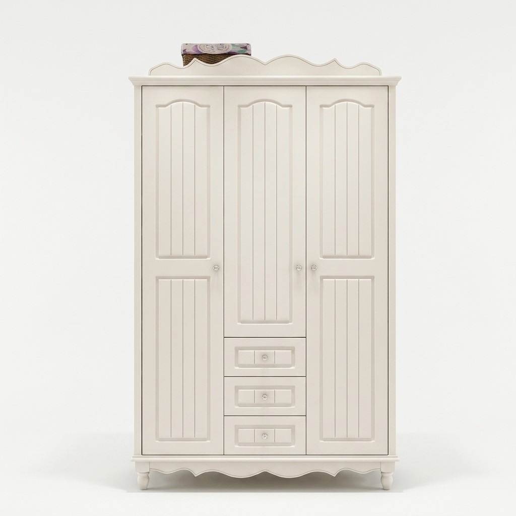 Landhaus Stil Möbel Klassischer Kleiderschrank Schrank Holz Schlafzimmer Weiß