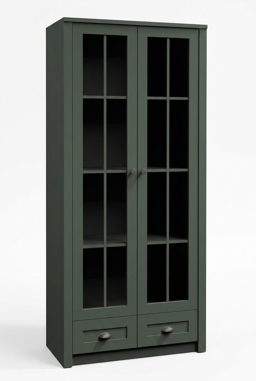 Landhaus Vitrinen Schrank Vitrine Handarbeit Wohnzimmer Schrank Holz Vitrine Neu