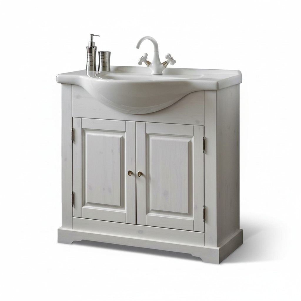 Landhaus Waschtisch Luxus Qualität Waschbecken Becken mit Unterschrank 85x35x81