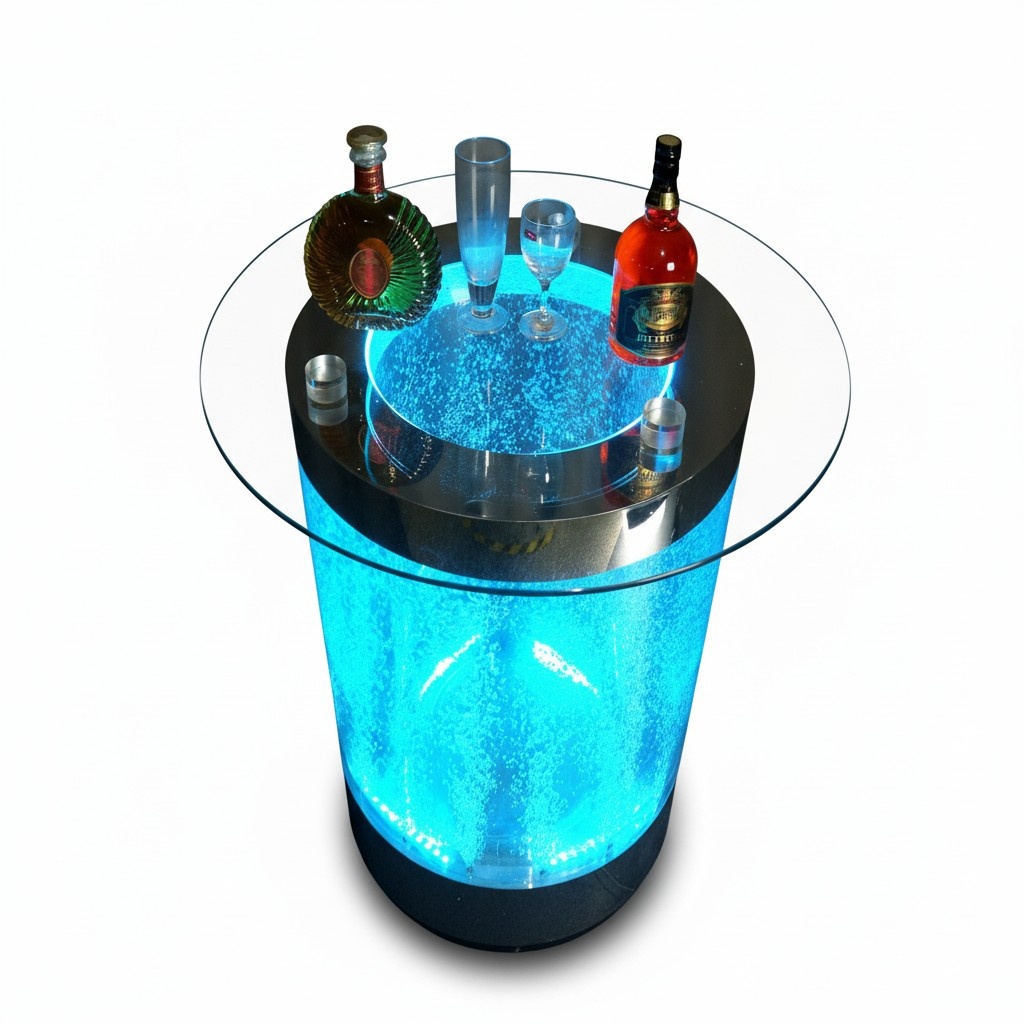 Led Bar Tisch Wasser Wand Bar Theke Regal Möbel Beleuchtete Couchtisch rund Steh