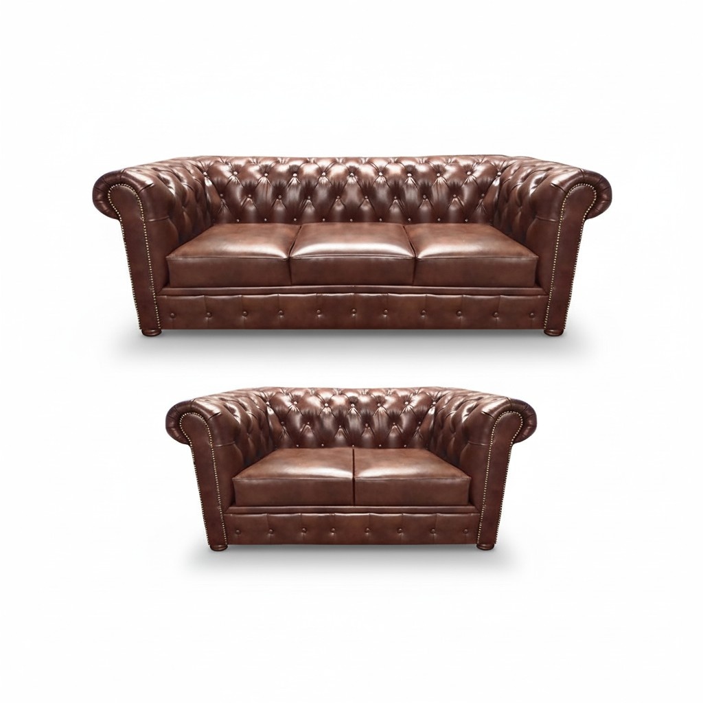 Leder 2x Sofas Wohnzimmer Einrichtung Chestefield Polstermöbel Sitz Möbel