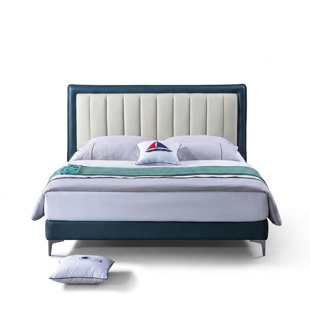 Leder Bett Polster Design Luxus Doppel Hotel Ehe Betten Holz Schlaf Zimmer Neu.