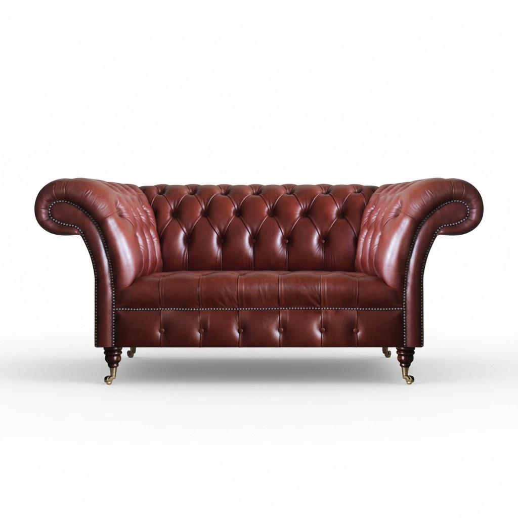 Leder Braun Polstermöbel Moderne Zweisitzer Sofa Couch Polstermöbel