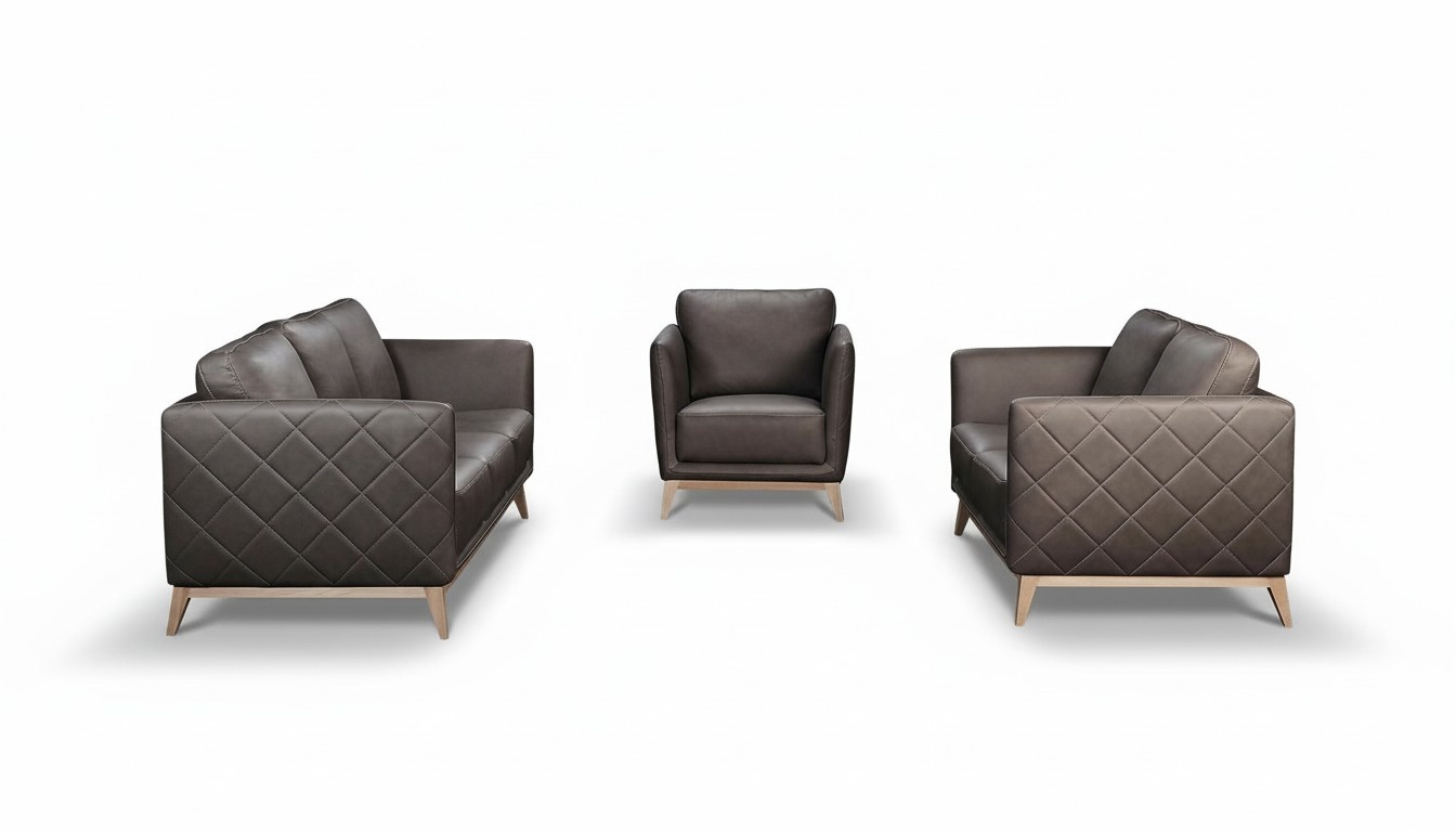 Leder Design Couch Polster Sitz 3+1+1 Garnitur Sofa Garnituren Kunstleder Sofas