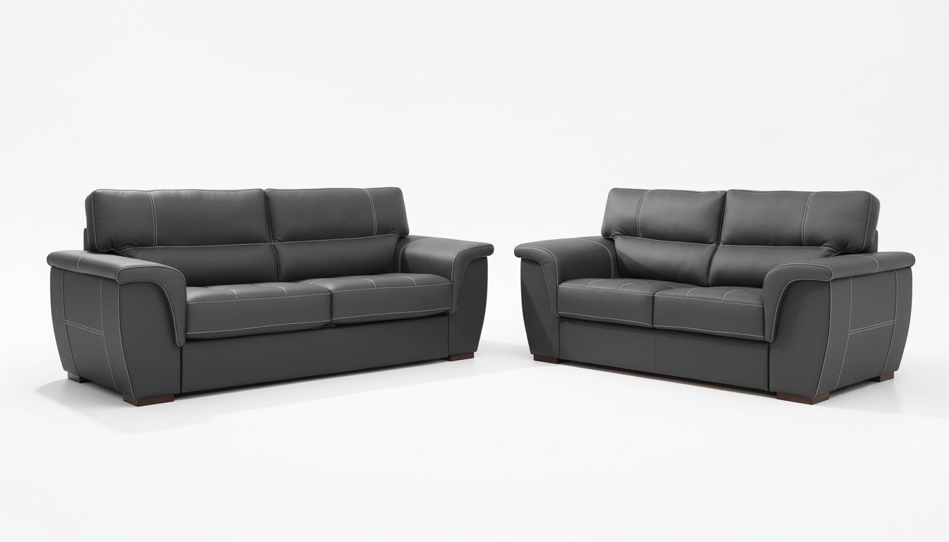 Leder Design Couch Polster Sitz Garnitur Sofa Garnituren 3+2 Leder Sofas