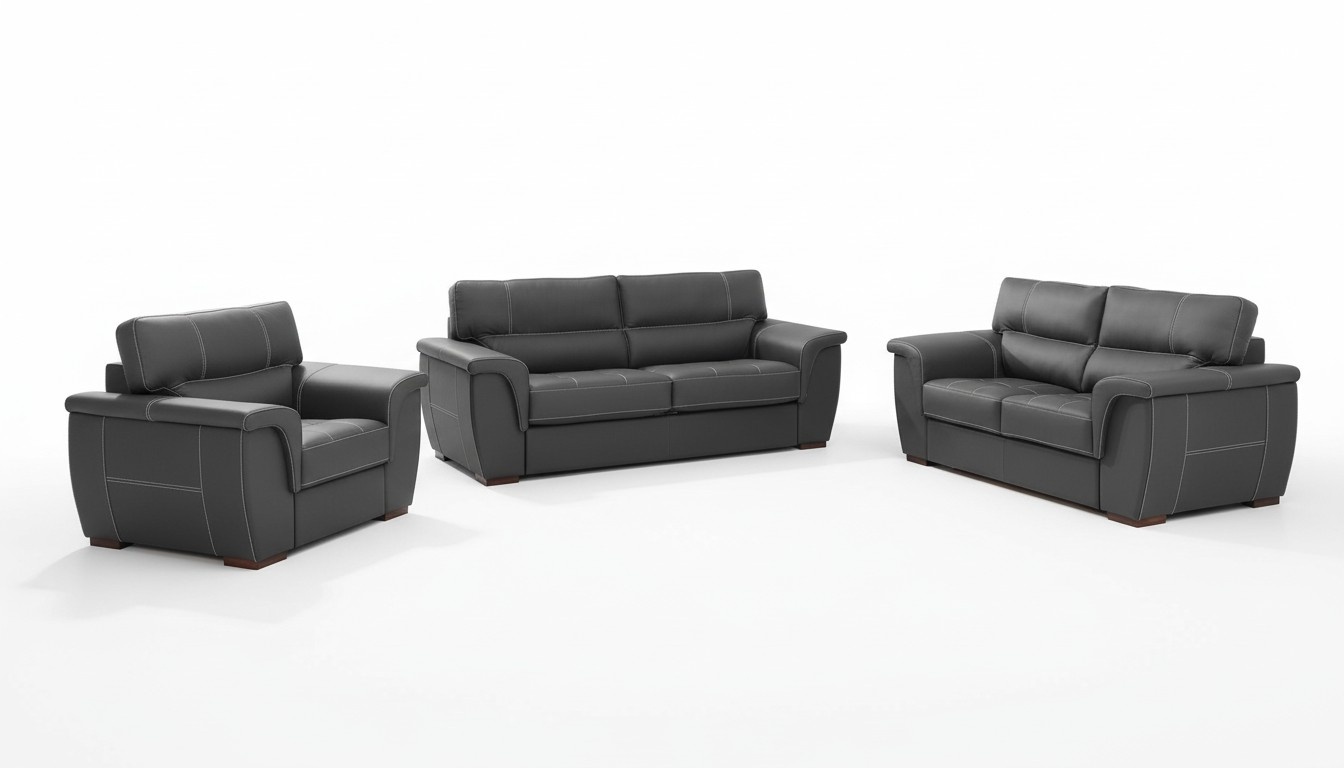 Leder Design Couch Polster Sitz Garnitur Sofa Garnituren 3+2+2 Leder Sofas Neu