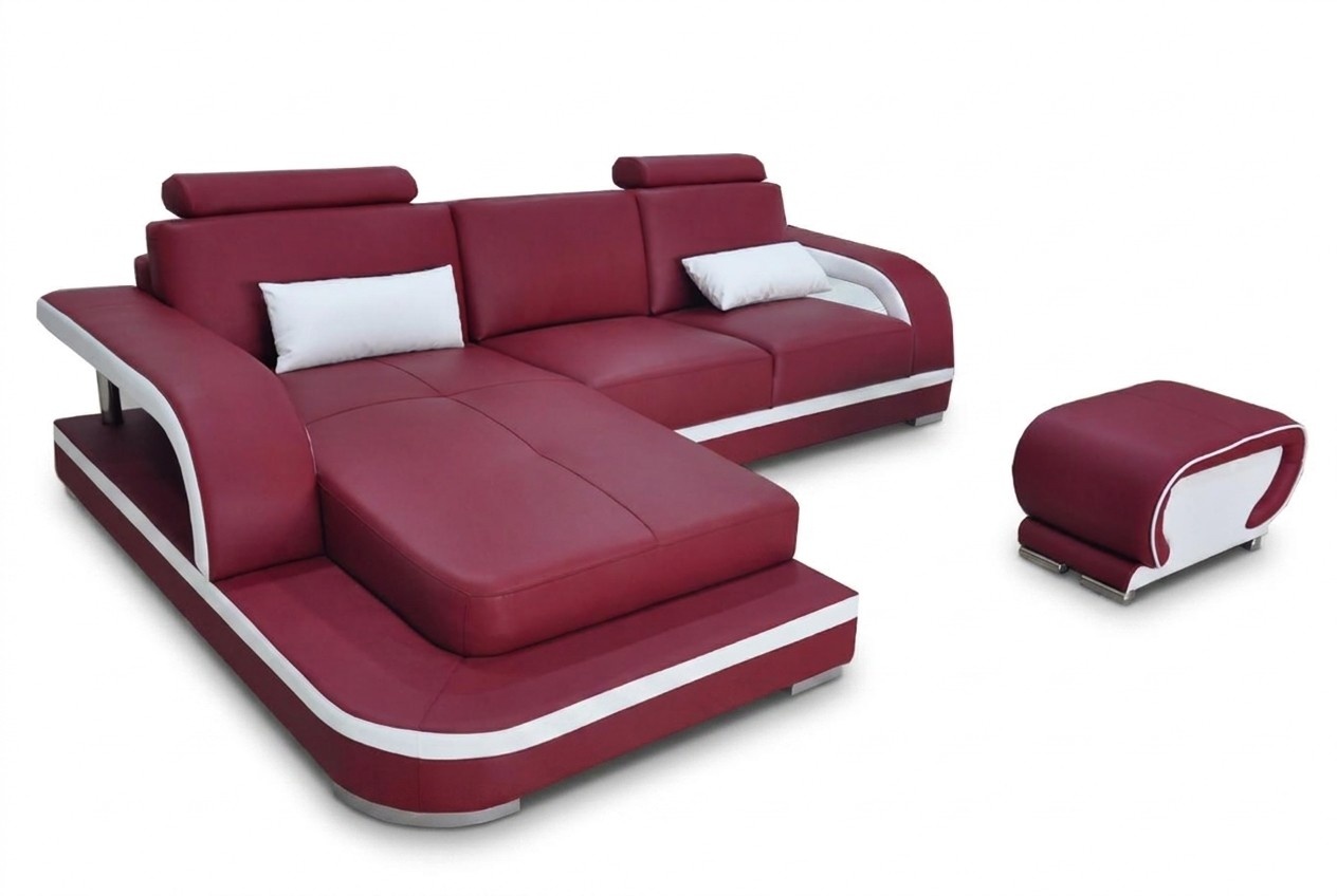 Leder Eck Sofa mit USB Luxus Garnitur Ecke Sofas Couchen Polster Wohnlandschaft