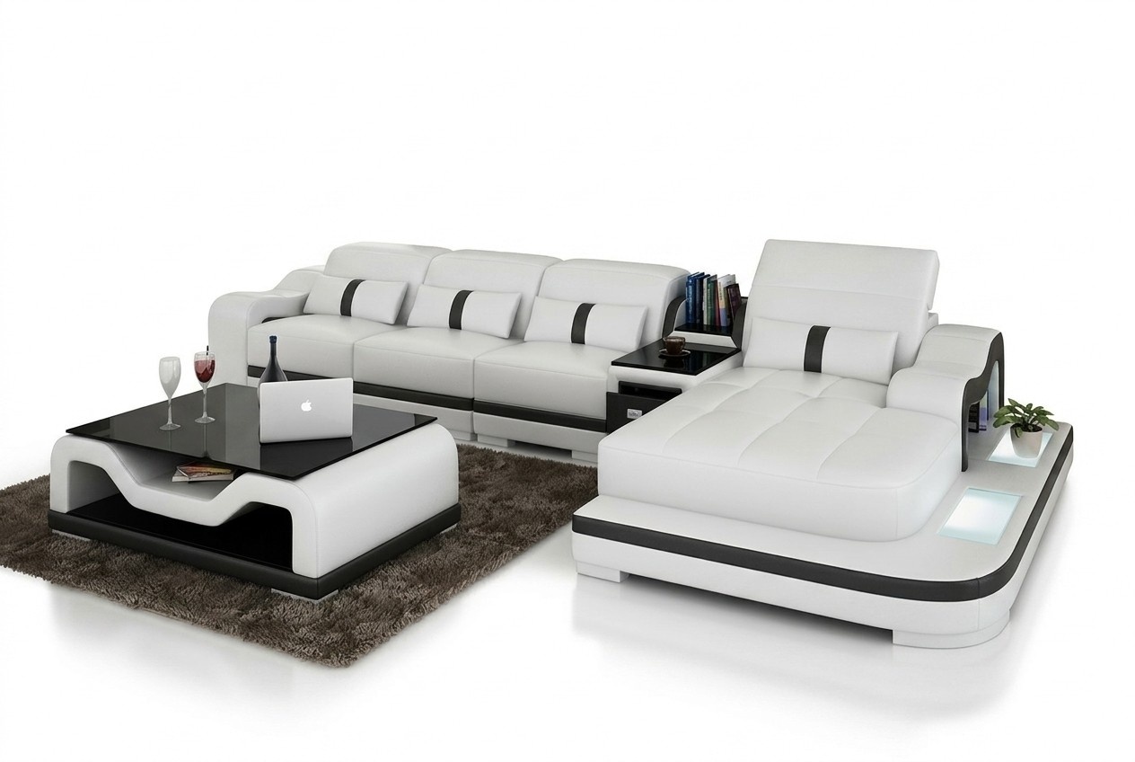 Leder Ecksofa Sofa Couch Polster Eckgarnitur Sitz Ecke Garnitur Sofas Couchen
