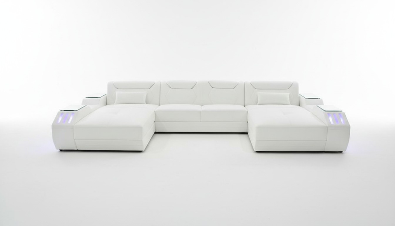 Leder Ecksofa U-förmiges Sofa Modernes Sofa Weiches Ecksofa Wohnbereich Design