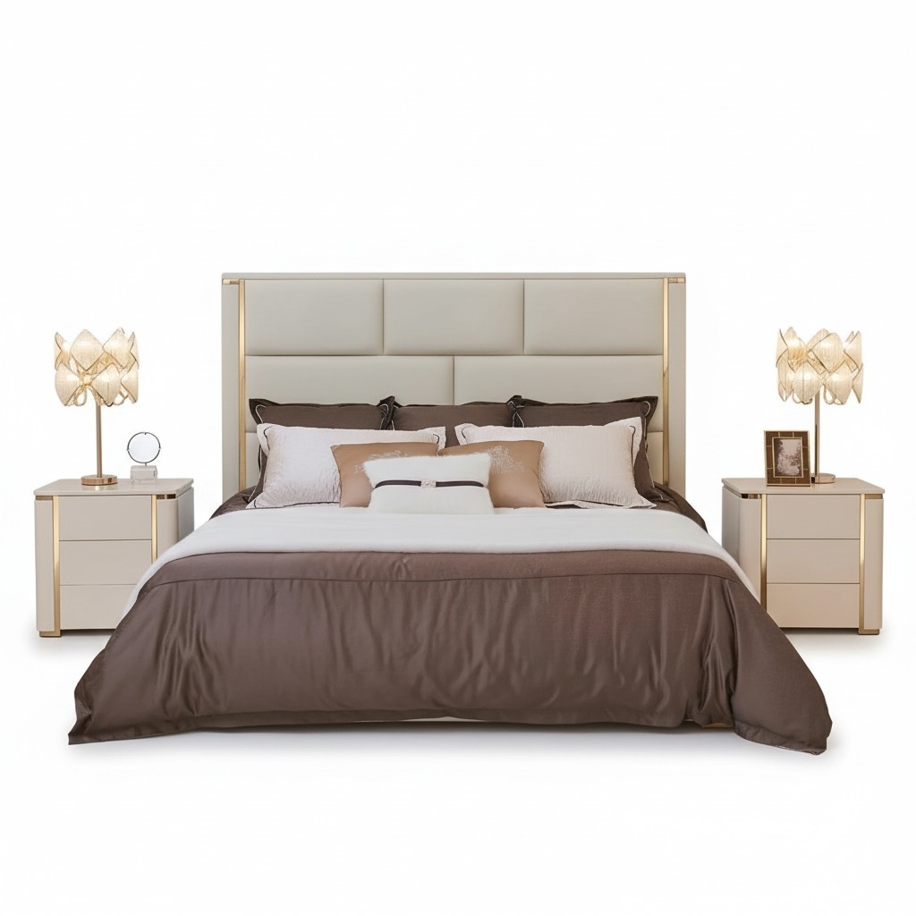Leder Luxus Hotel Bett Doppel Polster Betten Schlaf Zimmer 180x200 Ehe Hotel Neu