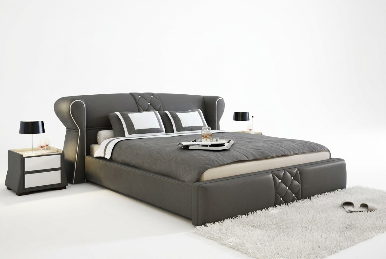 Leder Polster Bett Betten Hotel Klassisches Designer Doppel Ehe Schlafzimmer