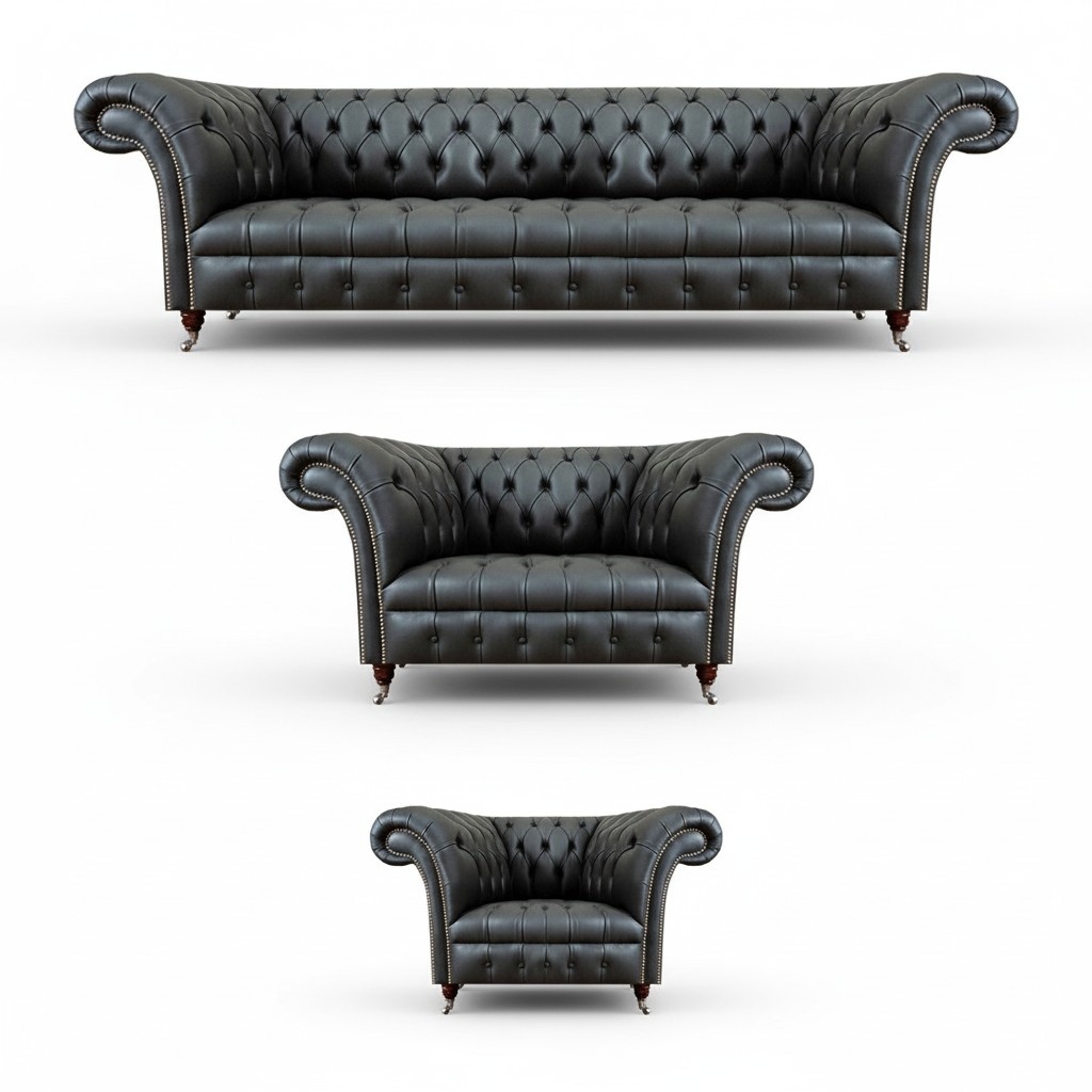 Leder Sofa Couch Polster Garnitur Sofagarnitur 3tlg Luxuriöse Wohnzimmer