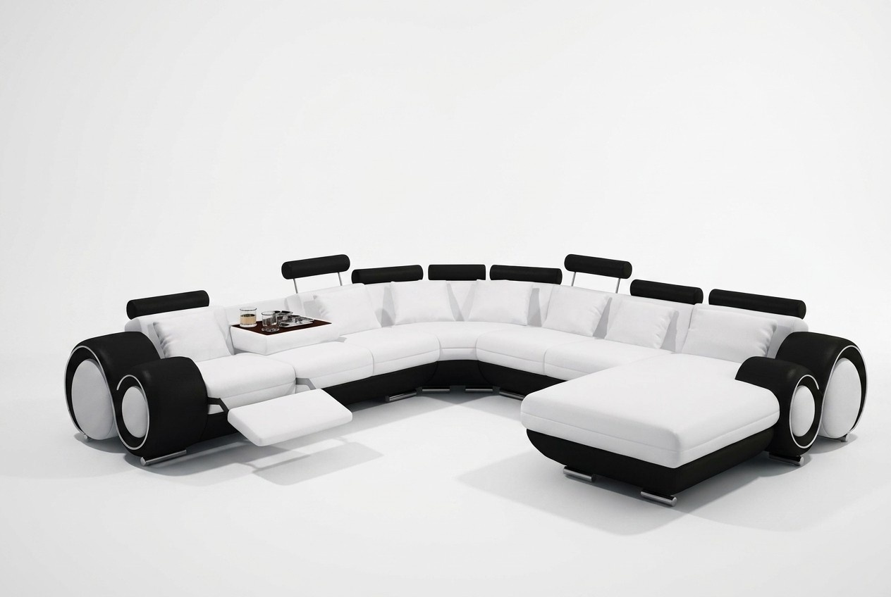 Leder Sofa Mit USB Couch XXL Wohnlandschaft Ledercouch Big Sofa Ecksofa