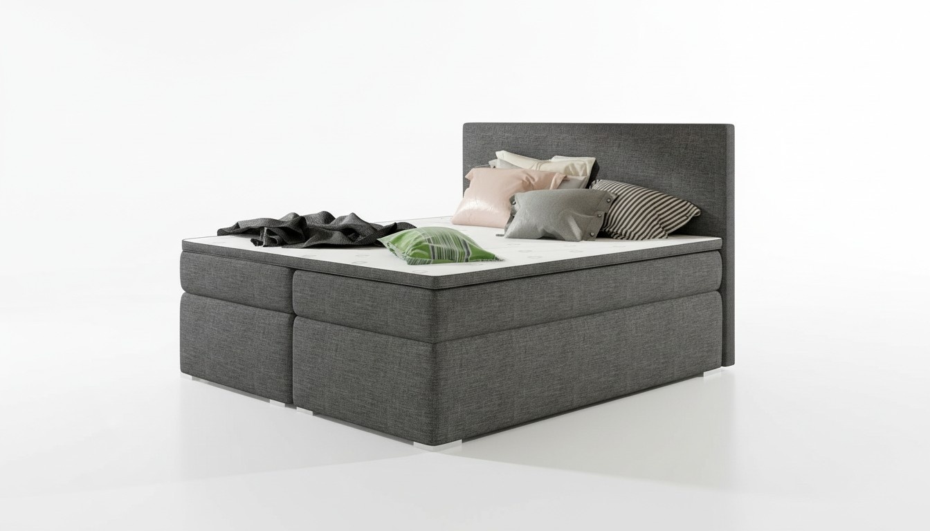 Lederbett Polster Bett Boxspring Betten Bettkasten Matratze Topper 180x200cm Neu