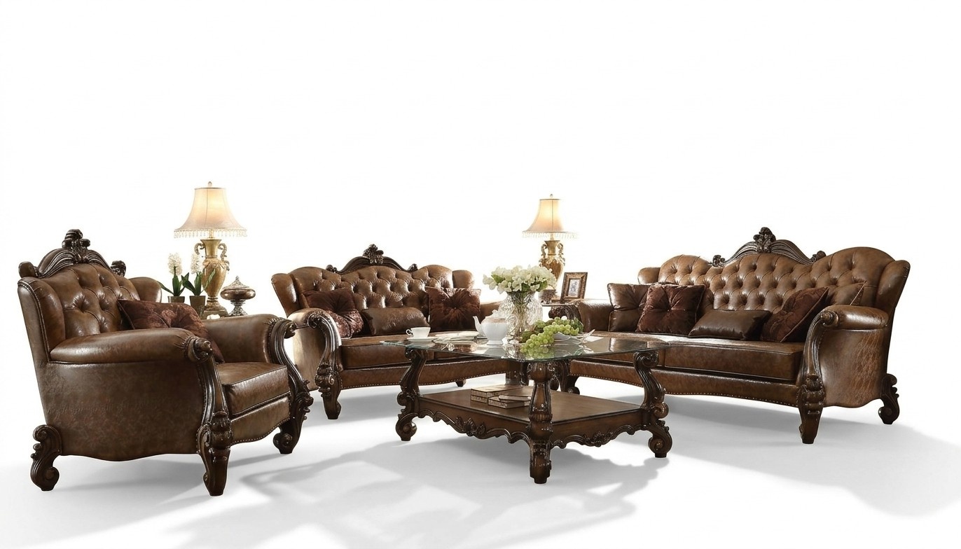 Ledersofa Barock Stil Rokoko Leder Sofa Couch Polster Sitz 3 Sitzer Dreisitzer