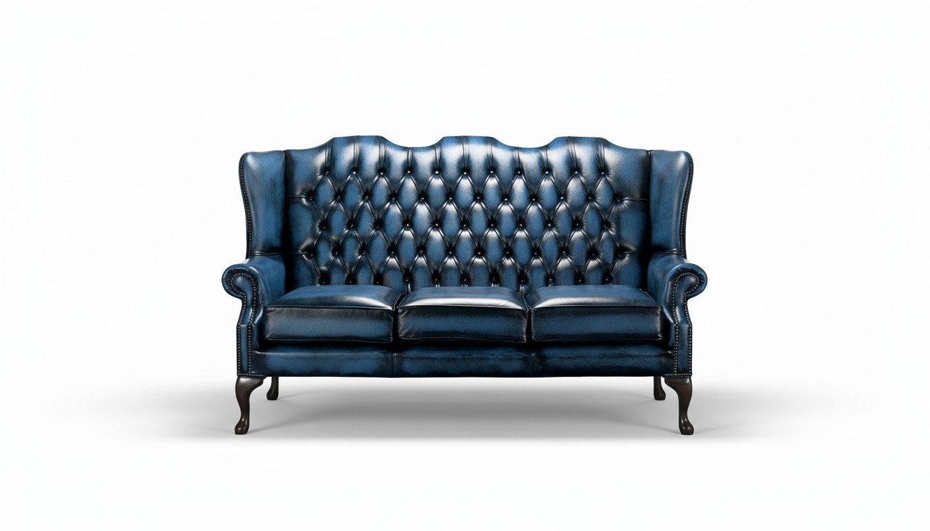 Ledersofa Chesterfield Blaue Leder Sofa Couchen Polster 3 Sitzer Couch