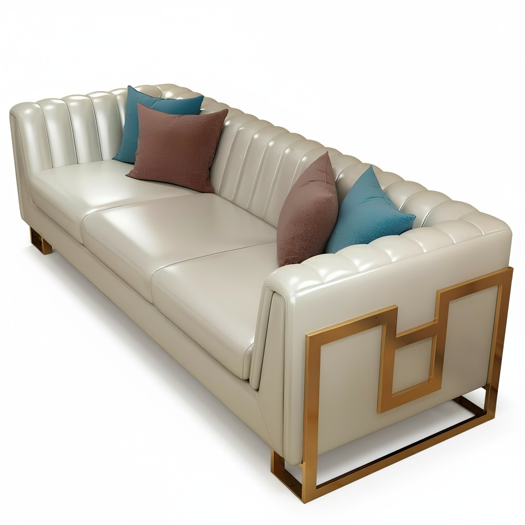 Ledersofa Couch Dreisitzer Garnitur Design Modern Sofas Sofa 3 Sitzer Edelstahl