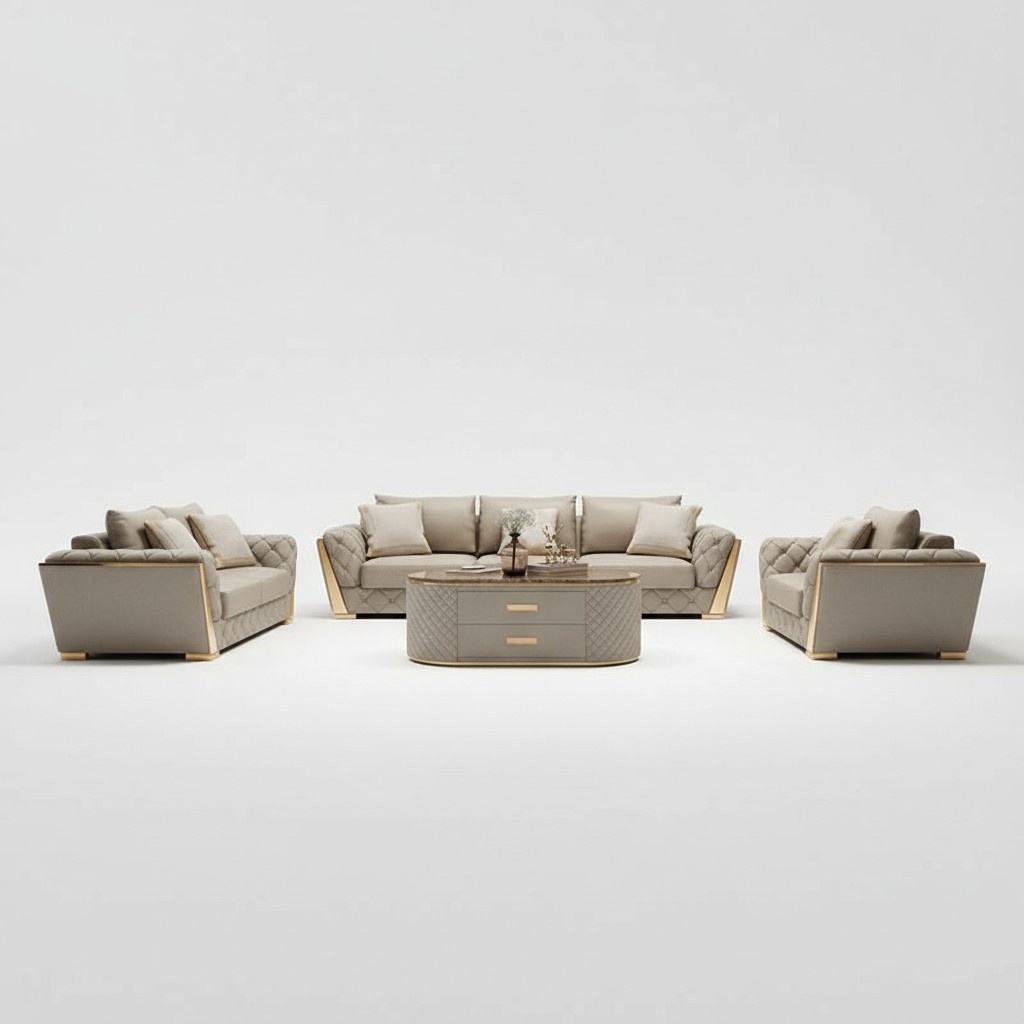 Ledersofa Couch Polster Garnitur 321 Sitzer komplett set sitzpolster Garnituren