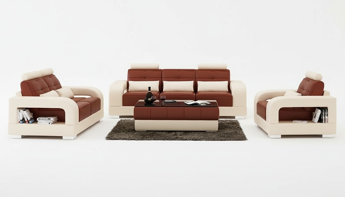 Ledersofa Couch Sofagarnitur 3+2+1 Sitzer Garnitur Design Modern Sofa mit USB