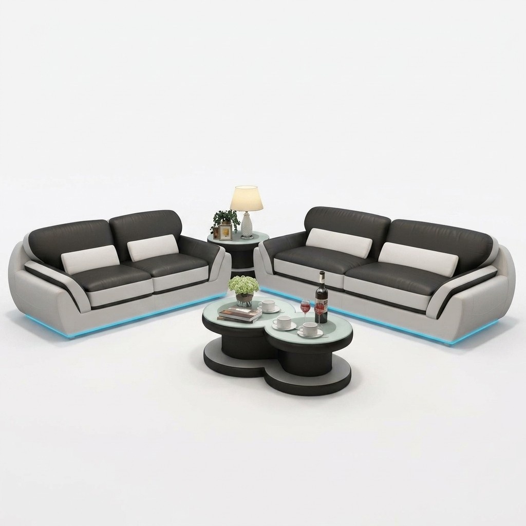 Ledersofa Couch Sofagarnitur Neu 3+2 Sitzer Garnitur Design Modern Sofa