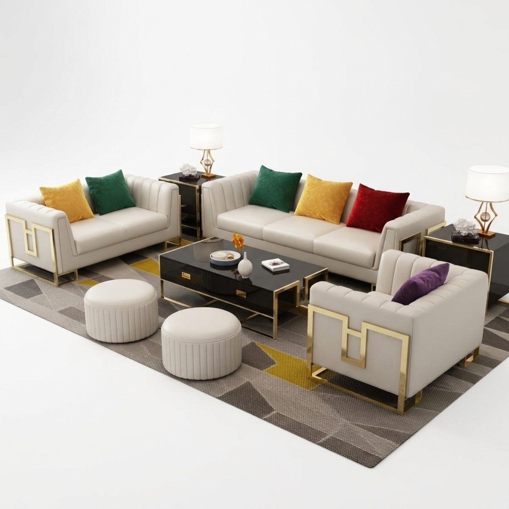 Ledersofa Couch Sofagarnituren 3+2+1 Sitzer Garnitur Design Modern Sofa 3tlg. !