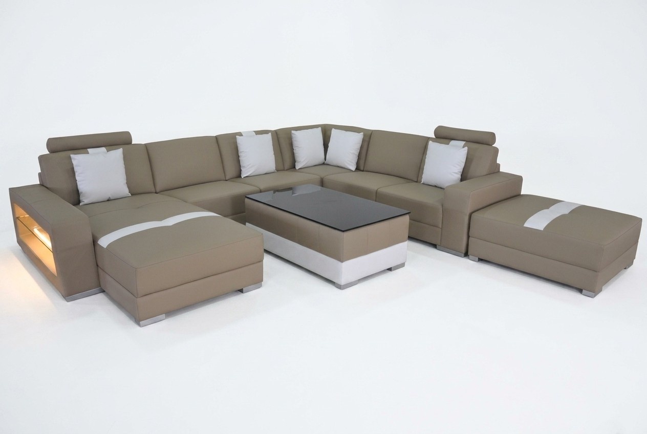 Ledersofa Couch Wohnlandschaft Eck Garnitur Design Modern Sofa U-Form