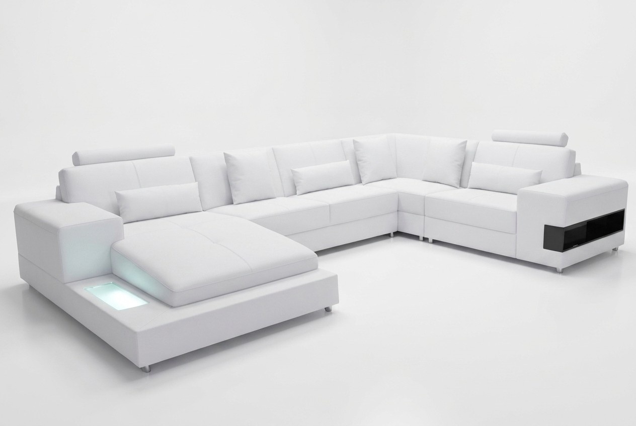 Ledersofa Couch Wohnlandschaft Eck Garnitur Design Modern Sofa U-Form