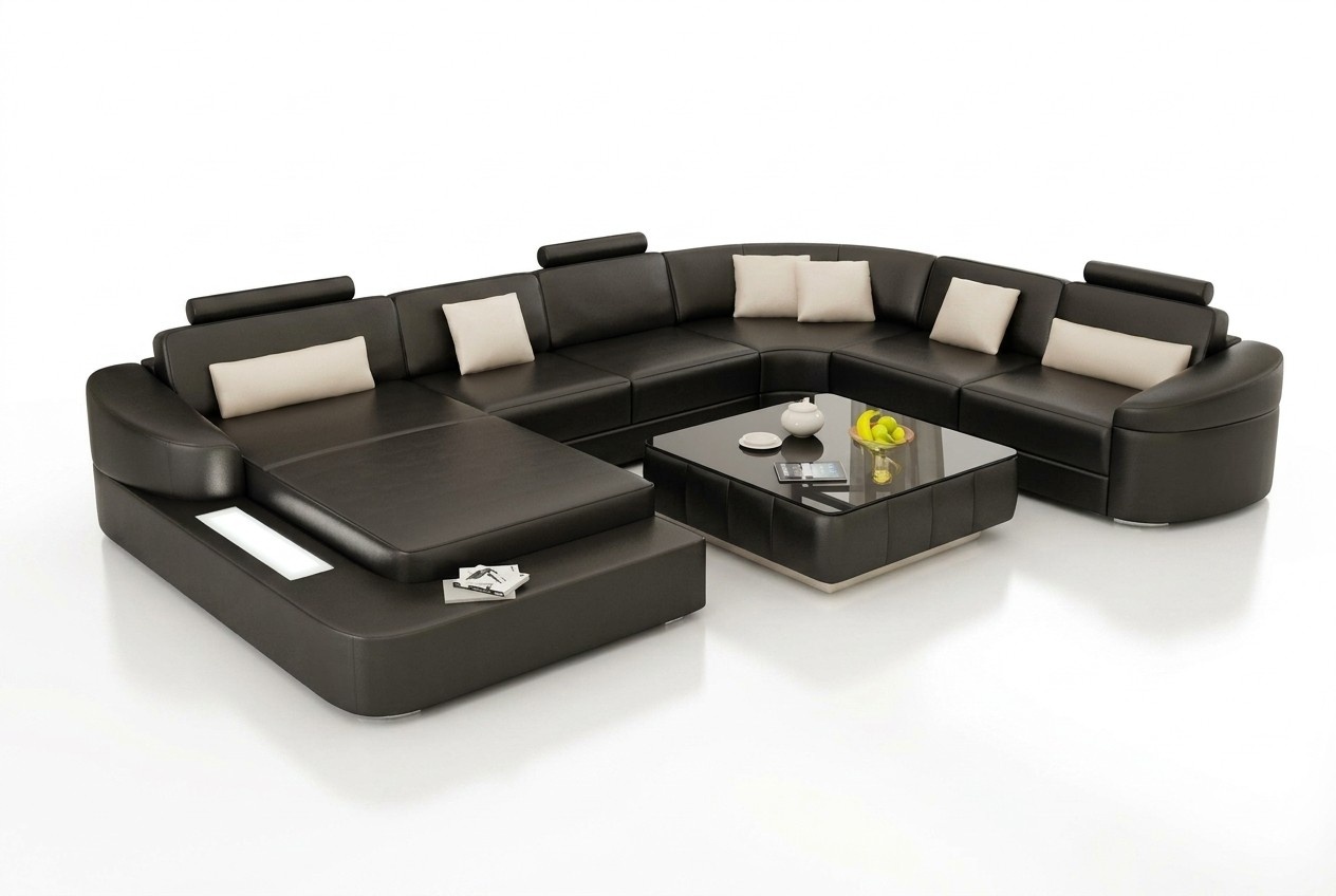 Ledersofa Couch Wohnlandschaft Ecksofa Eck Garnitur Design Modern Sofa