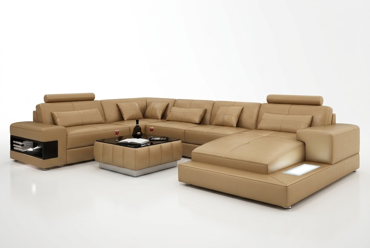 Ledersofa Couch Wohnlandschaft Ecksofa Eck Garnitur Design Modern Neu