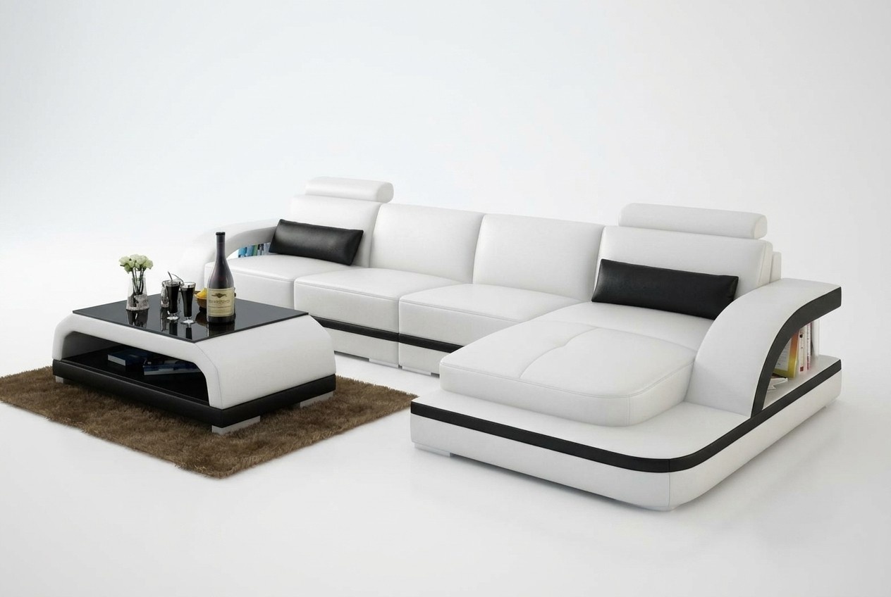 Ledersofa Couch Wohnlandschaft Ecksofa Eck Garnitur Design Modern Sofa G8011C