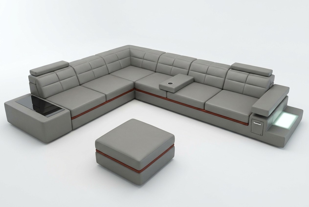 Ledersofa Couch Wohnlandschaft Ecksofa Eck Garnitur +USB Neu Design Modern Sofa