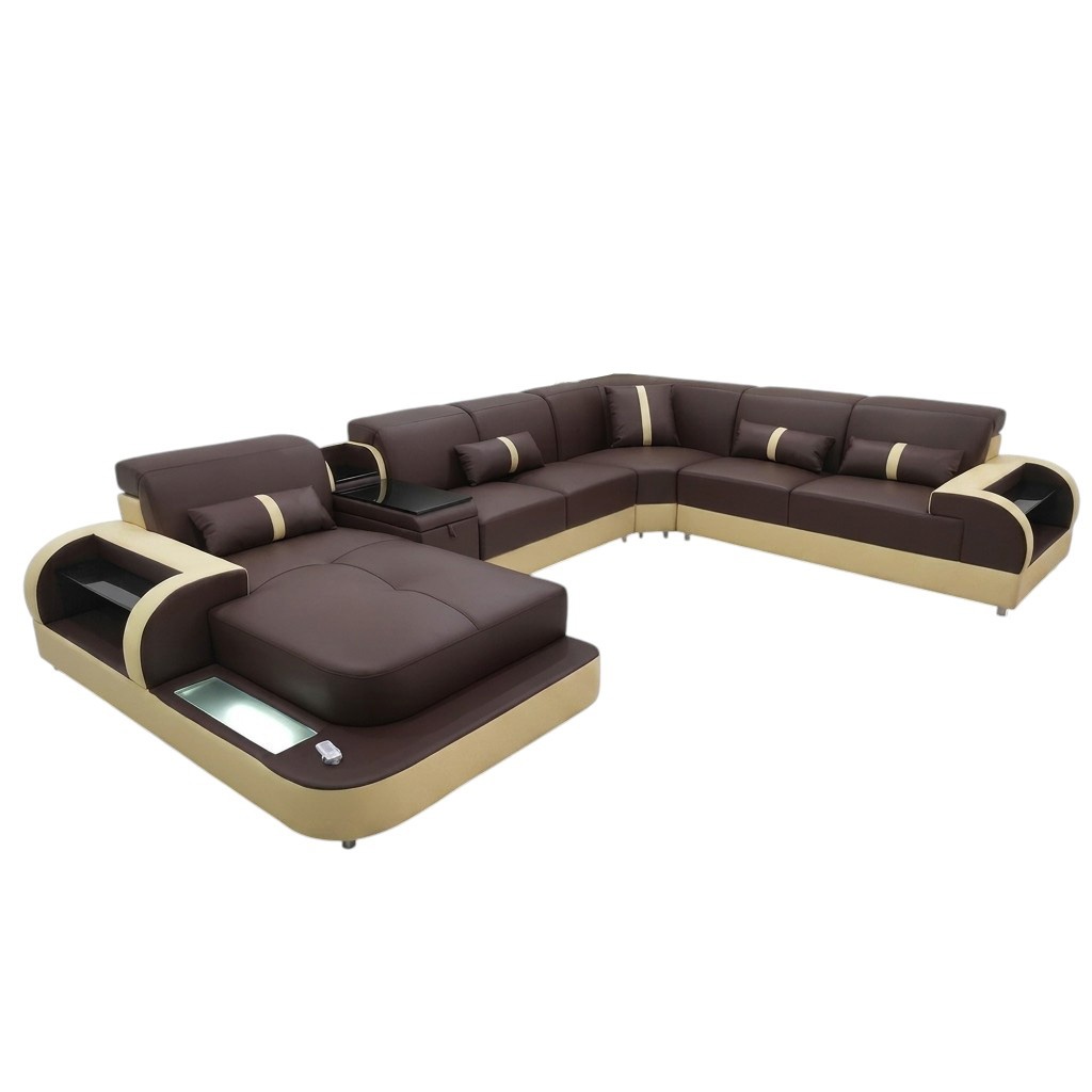 Ledersofa Design Sofa U Form Wohnlandschaft Couch Polster Ecksofa Garnitur Neu