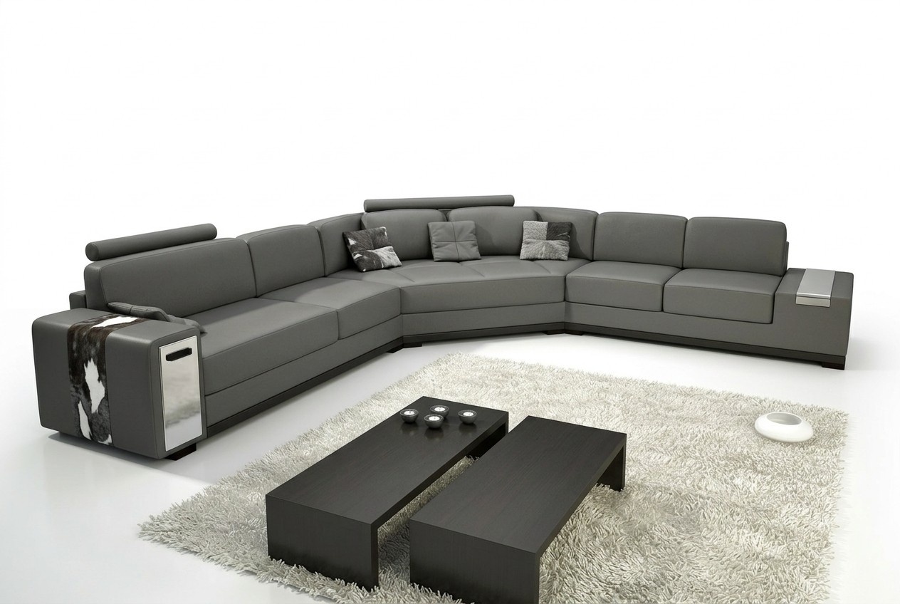 Ledersofa Ecksofa Sofa mit USB Polster Designer Eckgarnitur Wohnlandschaft Lima