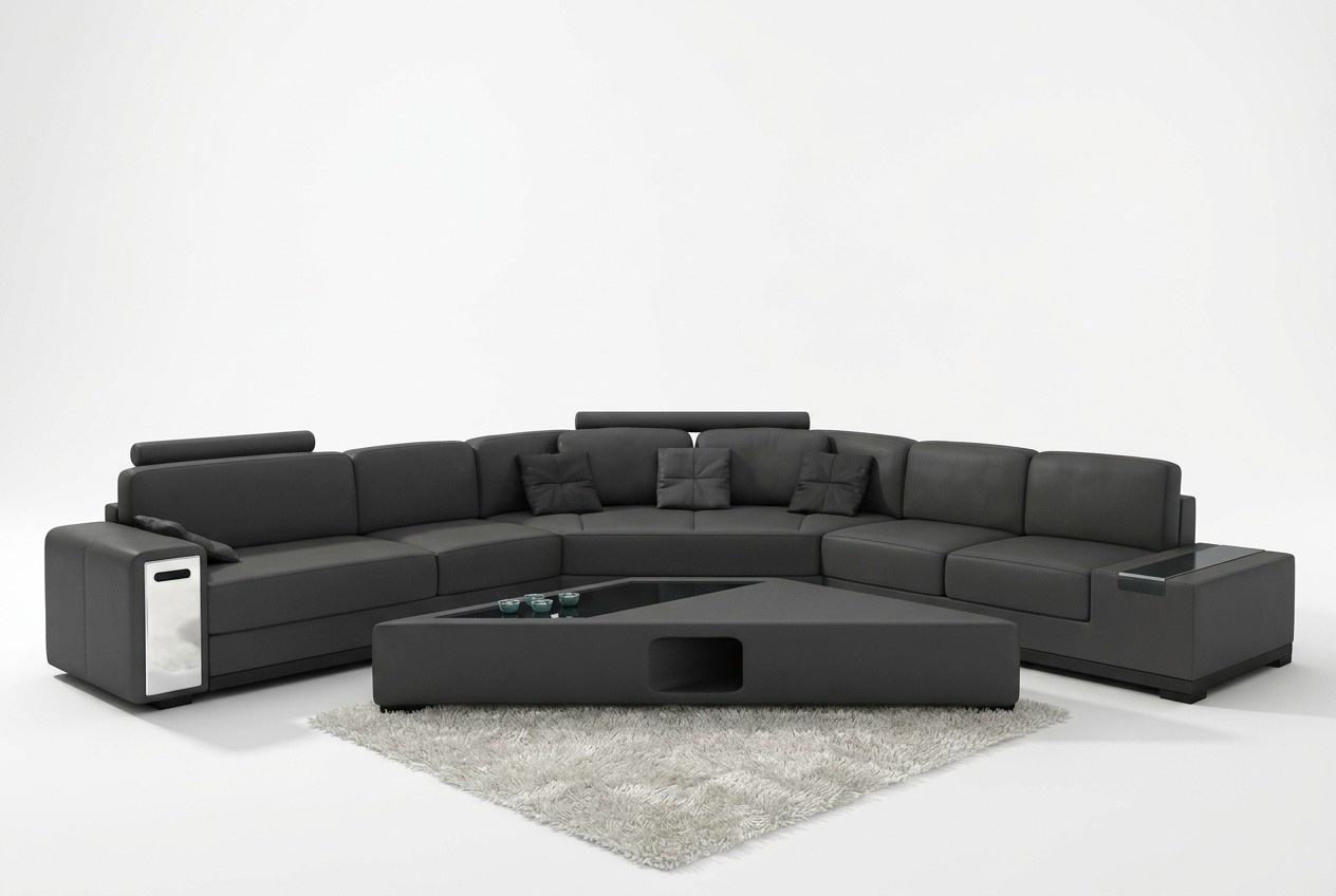 Ledersofa Ecksofa Sofa mit USB Polster Designer Eckgarnitur Wohnlandschaft Lima