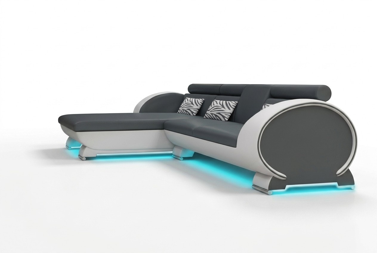 LEDERSOFA ECKSOFA SOFAGARNITUR DESIGNER COUCH BARFUNKTION SOFA mit USB POLSTER