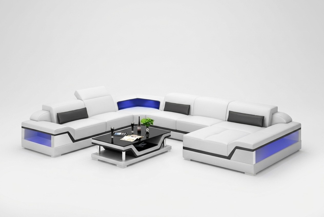 Ledersofa Ecksofa U-Form Modernes Sofa Wohnlandschaft Ledercouch Ecksofa Polster