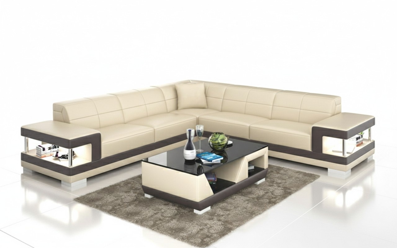 Ledersofa L-Form Couch Wohnlandschaft Ecksofa Garnitur Design Sofa Sofas Couchen
