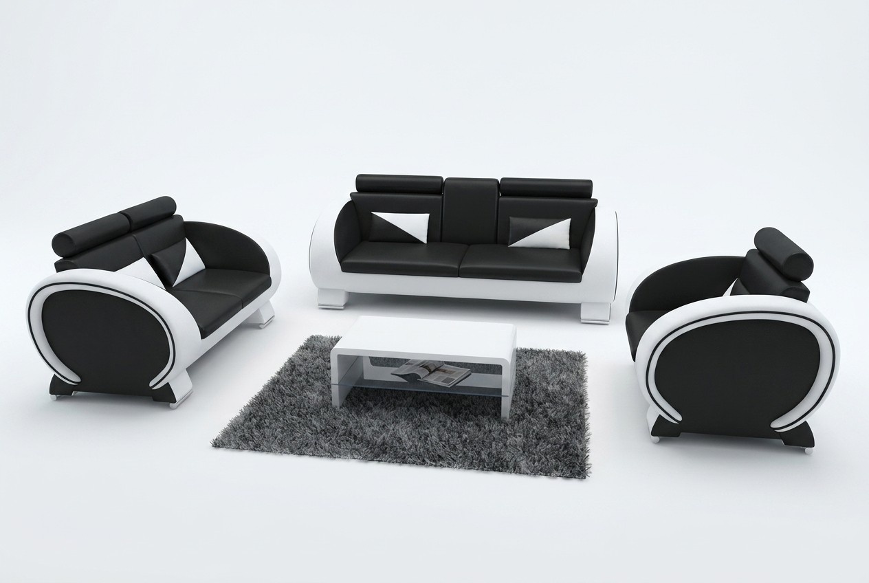 LEDERSOFA POLSTERGARNITUR LEDERCOUCH GARNITUR "MADE IN EU"LEDERGARNITUR 3+2+1 !!