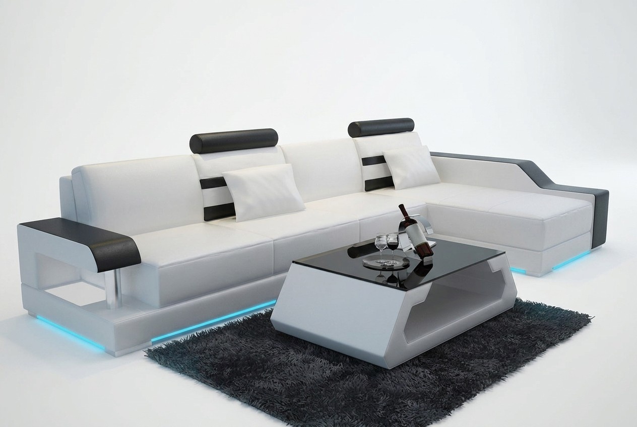 Ledersofa Maßfertigung Couch Wohnlandschaft Ecksofa Garnitur Design Sofa USB Neu