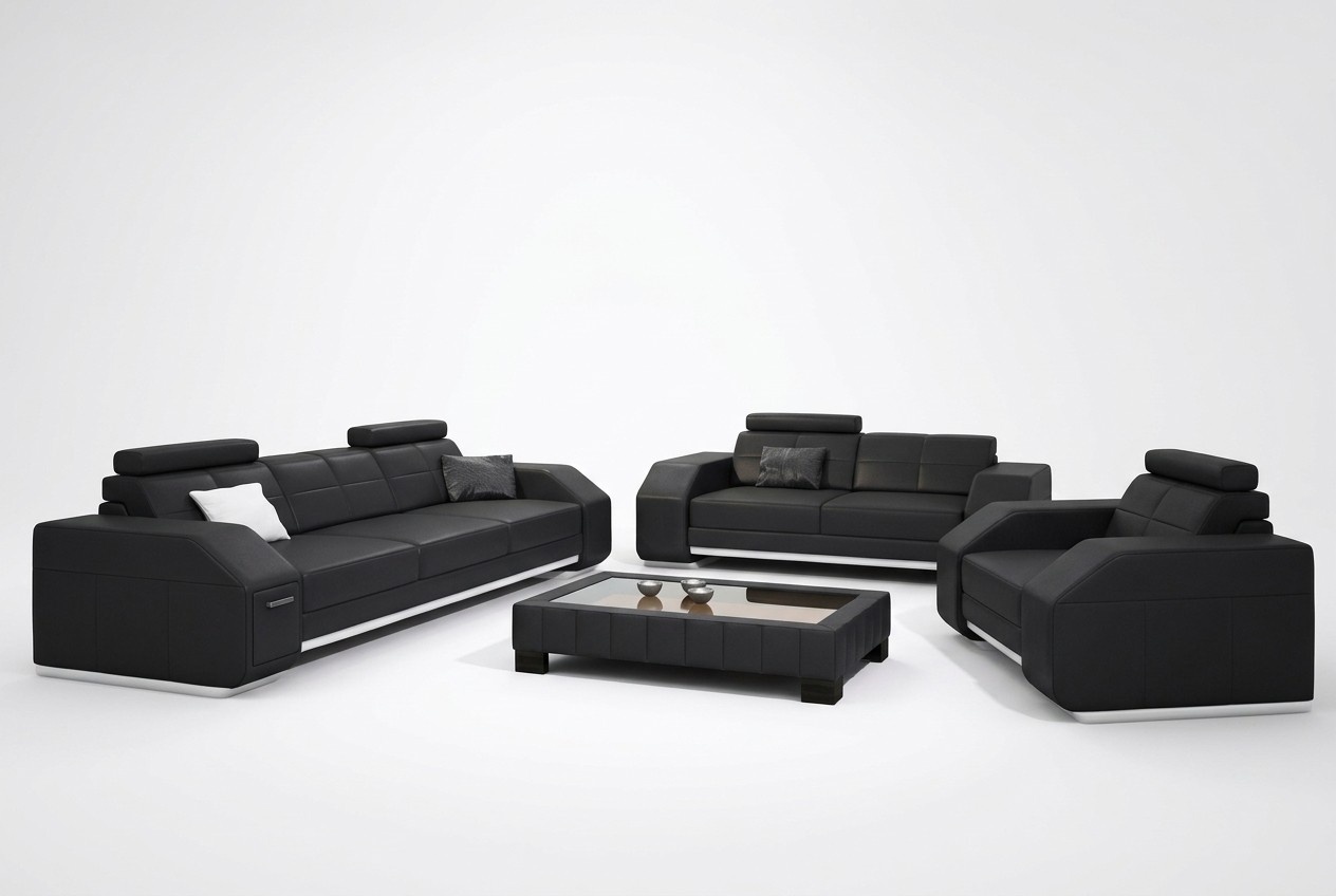 Ledersofa mit USB Sofagarnitur 3+2+1 Leder Couch Polster Sitz Designer Garnitur