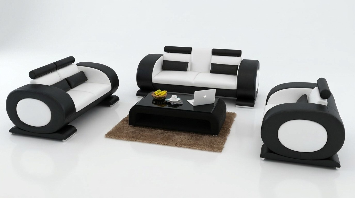 Ledersofa Moderne Couch Wohnlandschaft 3+2+1 Sitzer Garnitur Design Sofa mit USB