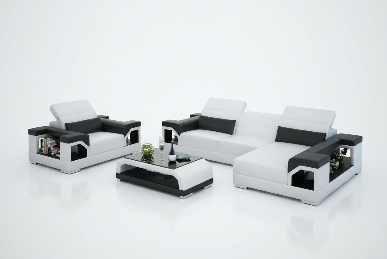 Ledersofa Moderne Couch Wohnlandschaft Ecksofa Sessel Set Garnitur Sofa mit USB