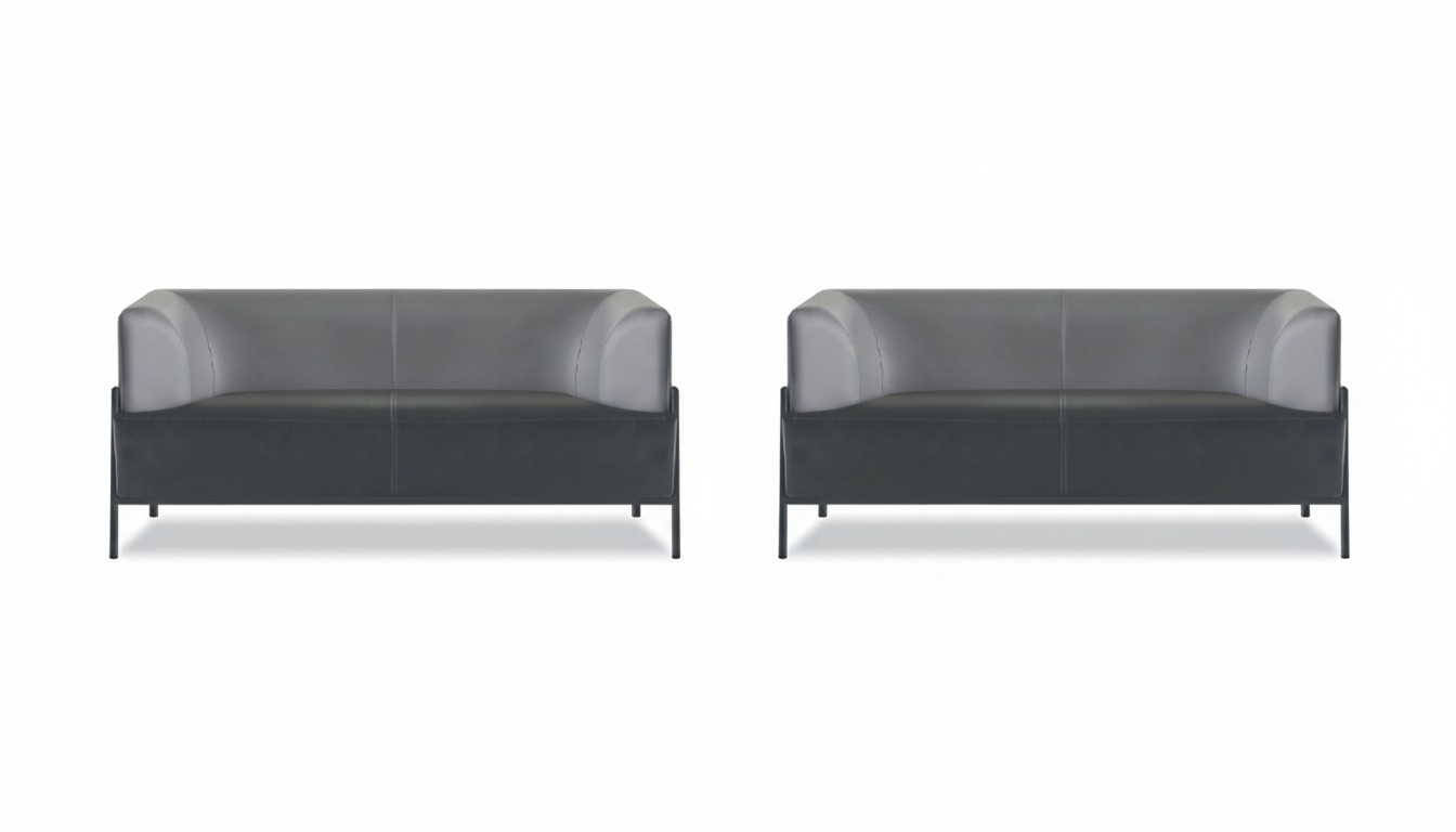 Schwarze Kunstleder Arbeitszimmer Sitzmöbel Moderne 2x 2-Sitzer 2tlg Set