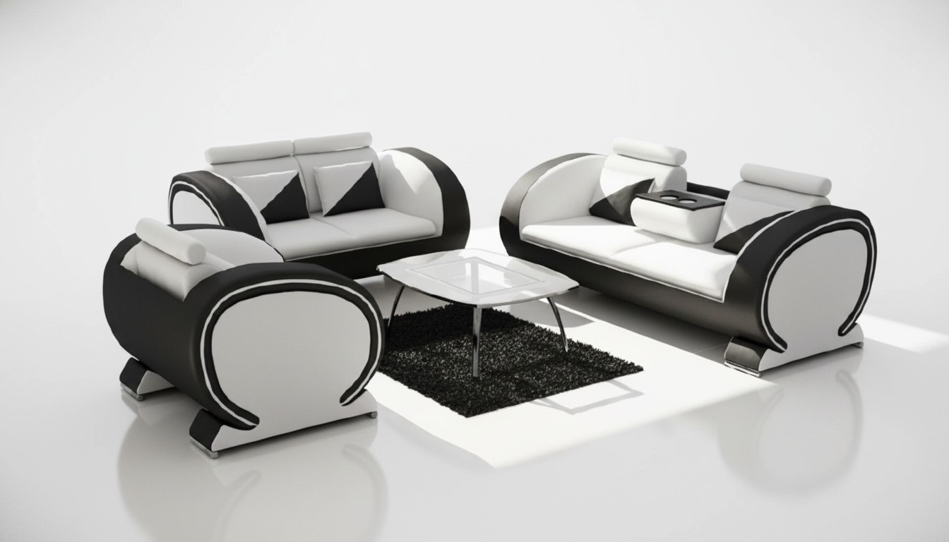 Ledersofa Sofa mit Barfunktion Designer Garnitur Couch Sofa 3 Sitzer Relaxcouch