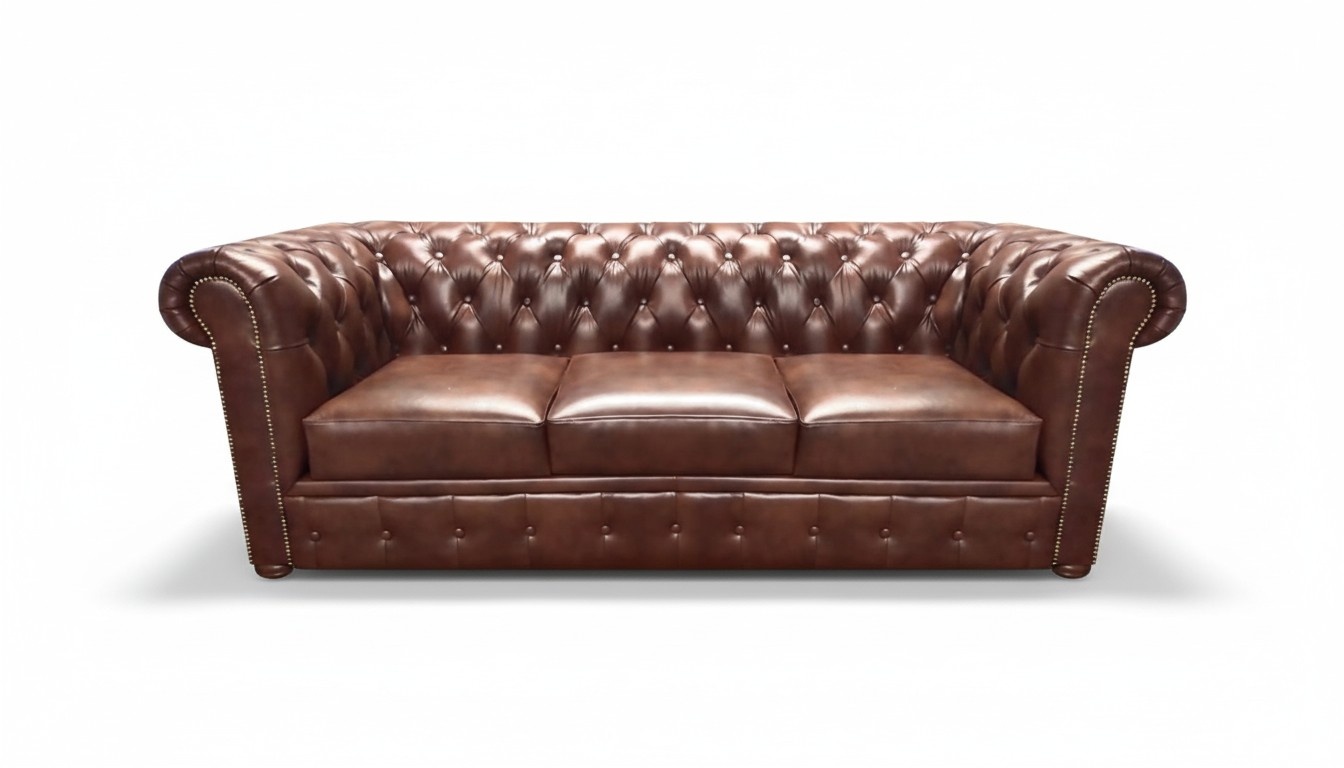 Ledersofa Sofa Dreisitze Braun Couch Einrichtung Polstermöbel Chesterfield