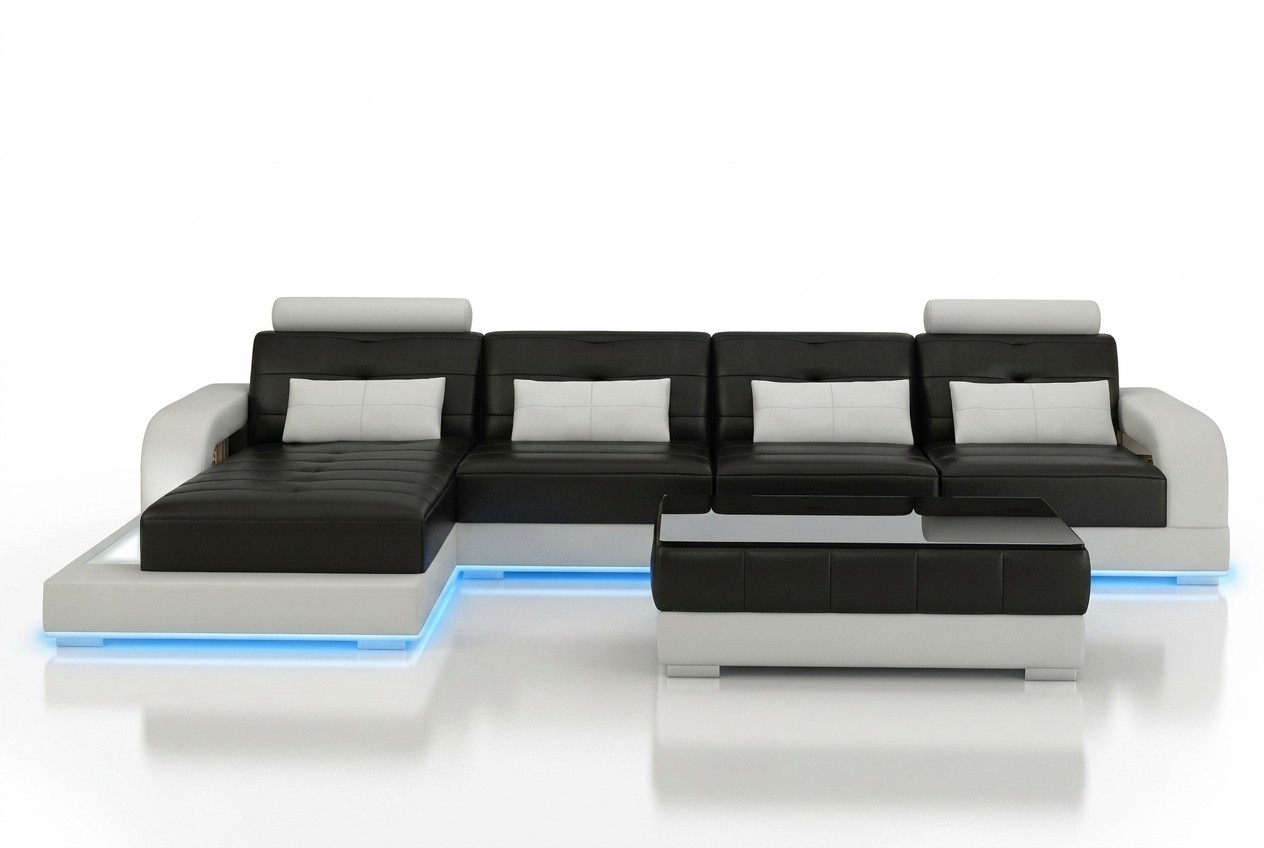LEDERSOFA SOFA ECKCOUCH USB SOFAGARNITUR COUCH WOHNLANDSCHAFT Maßanfertigung Neu