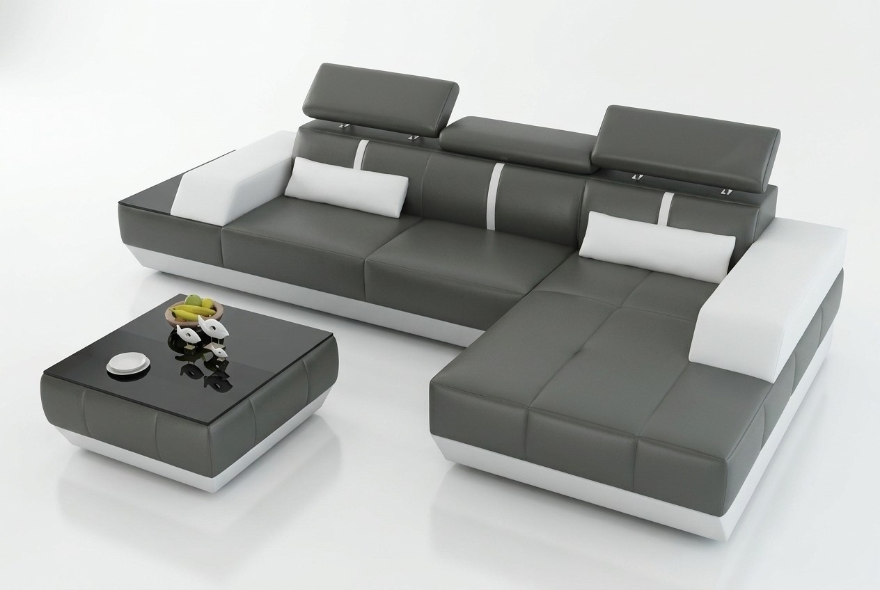 Ledersofa Sofa mit USB,Wohnlandschaft Ecksofa Garnitur Design Modern Sofa K5015C